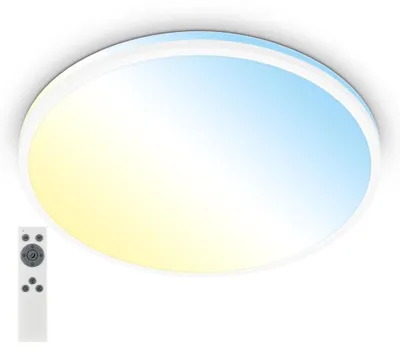 Produktbild von Briloner Pulup LED Deckenlampe, Dimmbar, Fernbedienung, CCT Farbtemperatursteuerung, Timer, Weiß, Ø49 x 9,5 cm