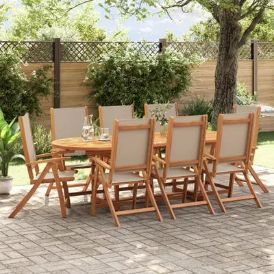 Produktbild von Design Gartenstühle 8 Stk. Klappbar Massivholz Akazie und Textilene, Gartenstühle 2024 Neu