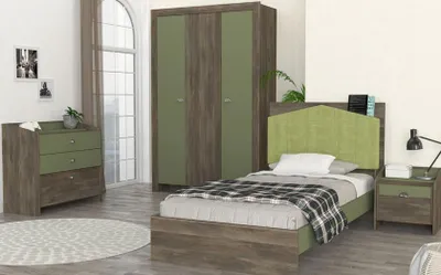 Produktbild von Jugendzimmer Set Bett Nachttisch Kleiderschrank Kommode Kindermöbel 4tlg