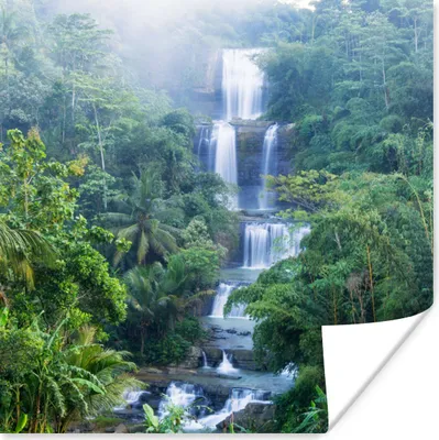Produktbild von MuchoWow® Poster Wasserfälle in Indonesien 50x50 cm - Wohnzimmerdekoration