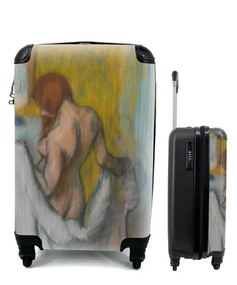 Produktbild von MuchoWow® Koffer Handgepäck Trolley Rollkoffer Kleine Reisekoffer mit 4 Rollen - Frau mit Handtuch - Gemälde von Edgar Degas - Cabin Size < 55x40x23 cm & 55x40x20 cm - Fotokoffer - Kabinenkoffer - Boardgepäck - Reise-Box - Reisekoffer - Reisegepäck - Koffer mit Bild - Trolley für Kinder