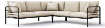 Produktbild von Selsey Worcully - Gartenecksofa mit wasserfestem Bezug, Beige / schwarzes Gestell