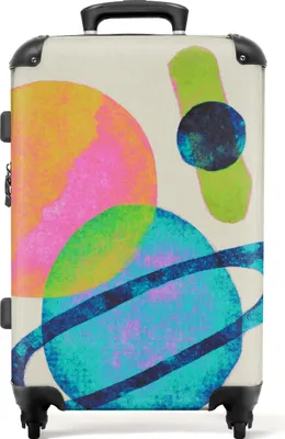 Produktbild von NoBoringSuitcases.com® Großer Koffer - Planeten - Abstrakt - Neon - Farbe - Kombinationsschloss TSA - Hartschalen Trolley 4 Rollen - 72 liter - Reisekoffer - 66 cmKoffer Mittelgroß 67x43x25 cm, 72L,