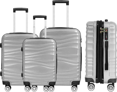 Produktbild von DMS® 3tlg Hartschalenkoffer Reisekoffer Schloss ABS-Hartschale Silber