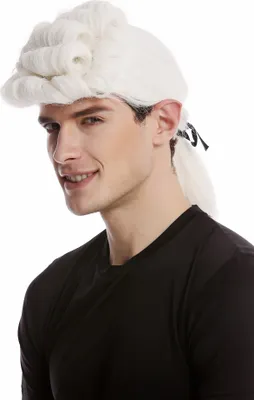 Produktbild von WIG ME UP Perücke Herren Barock Edelmann Zopf weiß 68514-ZA60