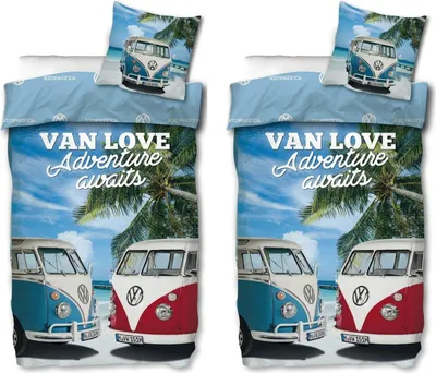 Produktbild von VW Bulli - Partner-Bettwäsche, Bus T1 Van Love, 135x200 & 80x80