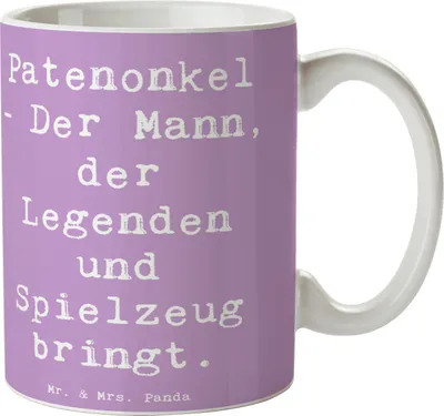 Produktbild von Mr. & Mrs. Panda Kaffeebecher Spruch Patenonkel Geschenk - Lavendeltraum - Becher, kaffeetasse keramik, Familie, Patenschaft, Dankeschön, Erinnerung, Geburtstage, Tasse