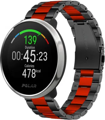 Produktbild von Strap-it Stahlarmband - Kompatibel mit Polar Ignite Armband Ersatzarmband Edelstahl Armband mit faltschließe Sportuhr zubehör für Polar Unite Armband Rot