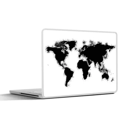 Produktbild von MuchoWow® Laptop Aufkleber Sticker Cover Weltkarte - Schwarz - Weiß - Einfach 36.5x27.5 cm - Laptop-Sticker