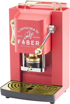 Produktbild von Faber Pro Deluxe Cherry Red & Messing ESE Pad Espressomaschine
