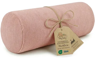 Produktbild von Totsy Baby Nackenrolle mit Bezug Yoga Bolster Knierolle Lagerungsrolle 40x15 cm - Nackenkissen Kissenrolle Yogabolster Kniekissen Zierkissen und kleines Kissen Lange Rolle  Rosa Cordstoff