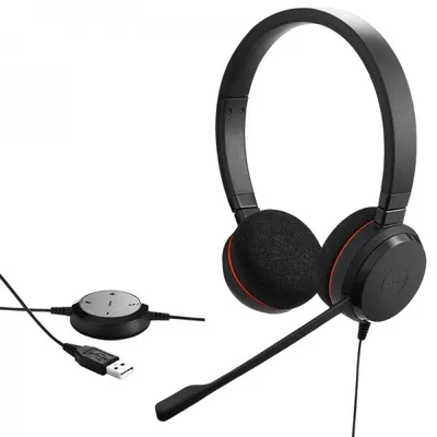Immagine prodotto di Jabra Evolve 20 UC Duo USB (cuffia per soffitto), connessione USB con tasto mute e controllo del volume sul cavo (4999-829-209)
