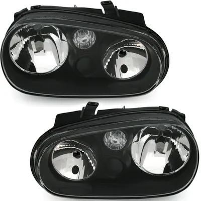 Für VW Golf IV 4 1997-2003 Scheinwerfer Schwarz ECHTES GLAS LINKS + RECHTS in der Farbe Schwarz von AD TUNING GmbH & Co. KG