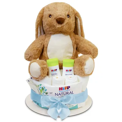 Produktbild von MilaBoo® Windeltorte Junge blau mit Hase – Geschenk zur Geburt & Babyparty