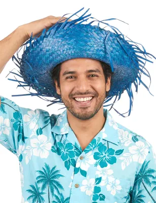 Immagine prodotto di Cappello di paglia da festa per adulti blu - taglia unica