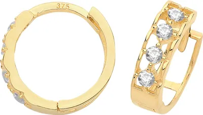 Produktbild von Wunderschöne 9 Karat (375) Gold Damen - Paar Creolen mit Zirkonia - 12mm*3mm; TRS26511