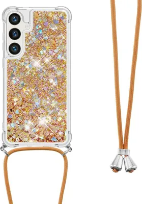 Produktbild von Samsung Galaxy S24 FE Hülle - Coverup Liquid Glitzer Back Cover mit Handykette - Gold