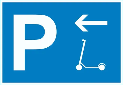 Produktbild von E-Scooter Parkplatz mit Richtungspfeil links Schild waagerecht A4 (210x297mm)
