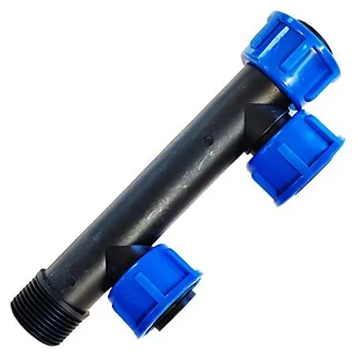 Verteiler 2,5 cm (1 Zoll), 2 Ausgänge, drehbares Gewinde