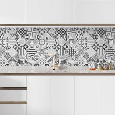 Produktbild von Klebefolie für Küchenrückwand – Lumaléa – Zementfliesen-Optik – Klebefolie + MATTER Schutz – 60 x 60 cm
