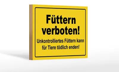 Produktbild von Holzschild Warnschild 18x12cm Füttern verboten Tierschild