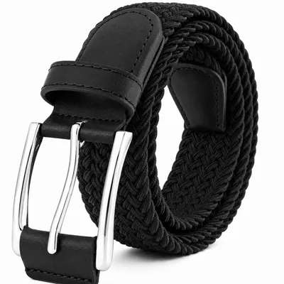 Produktbild von Flechtgürtel Elastisch für Damen & Herren, Stretchgürtel Dehnbar, Stoffgürtel 3,5 cm Breit, 125 cm Lang, KI-generiertes Bild
