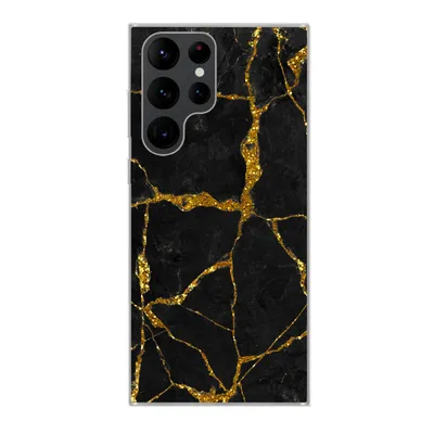 Produktbild von MuchoWow® Handyhülle Schutzhülle Hülle für Samsung Galaxy S22 Ultra Marmor - Gold - Schwarz - Marmoroptik - Glitter Silikon Softcase Handy Hülle - Abbildung