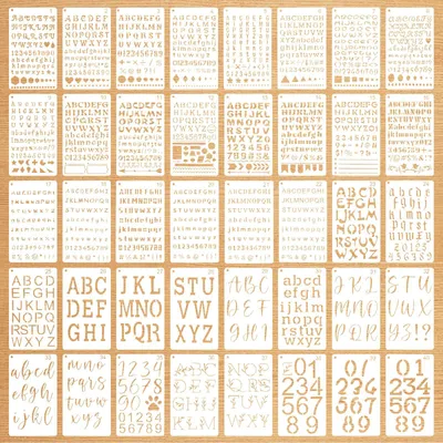 Buchstabenschablonen-Set, 40 Stück, wiederverwendbar, Kunststoff, weiß
