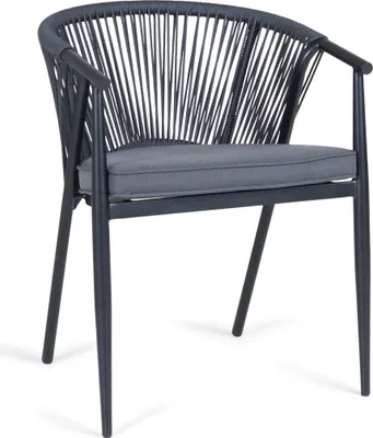 Produktbild von Gartenstuhl SONDERBURG aus Stoff und Stahl, mit Armlehnen, grau-schwarz