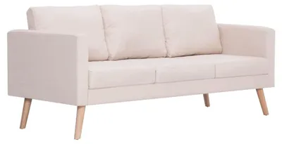 Produktbild von vidaXL 3-Sitzer-Sofa Stoff Cremeweiß