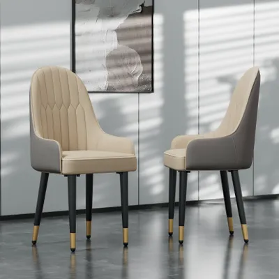 Image de WISFOR Lot de 2 chaises de salle à manger Cuir Métal Chaises avec accoudoirs Chaises de table ergonomiques avec rembourrage Chaises de cuisine jusqu'à 150 kg Chaises gastronomiques