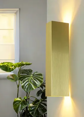 Produktbild von Wandlampe Aluminium GU10 H: 30 cm Up Down in Gold 2-flammig eckig Modern Wandleuchte