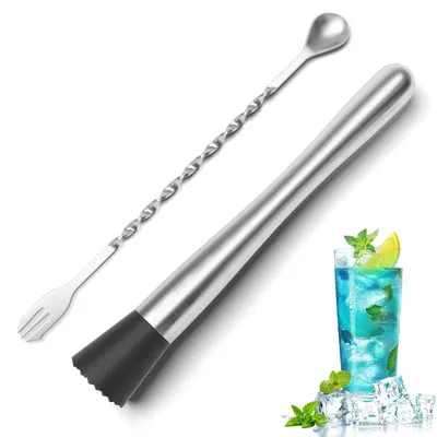 Cocktail-Rührlöffel-Set, 2 Stück, Edelstahl, 25 cm