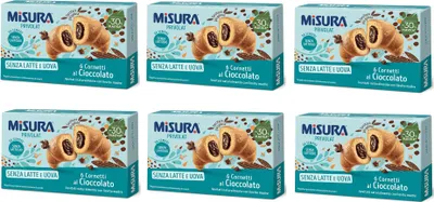 Produktbild von 6x Misura Privolat Cornetti al Cioccolato Senza Latte e Uova Croissants mit Schokoladenfüllung ohne Milch und Ei 290g