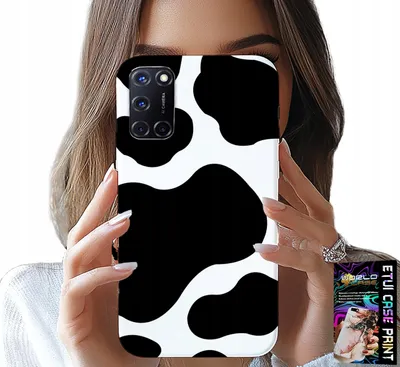 Image de Etui pour Oppo A52 - Patchs vache noir et blanc, motifs à la mode