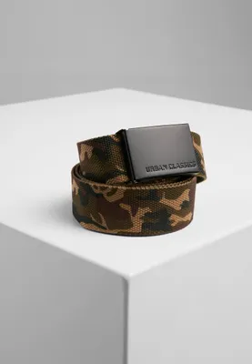 Productafbeelding van Urban Classics TB305 | Canvas riem, one size - Kleur: woodcamo/zwart - Maat: one size