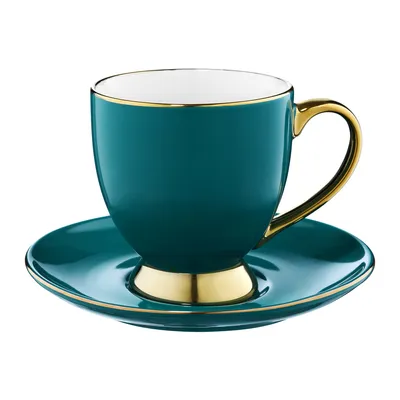 Produktbild von Filiżanka porcelana ze spodkiem Ambition Royal turkusowo-złota 220ml
