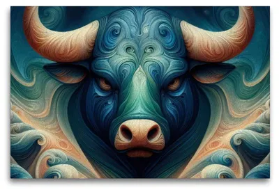 Produktbild von Premium Textil-Leinwand 120x80cm quer Sternzeichen Stier der Elemente | Wandbild, HD-Bild auf Keilrahmen, Fertigbild auf hochwertigem Vlies, Leinwanddruck von Sabine Wagner