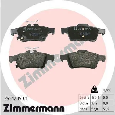 Produktbild von ZIMMERMANN Bremsbeläge Satz Hinten Bremsklötze für FORD FOCUS III Turnier 25212.150.1