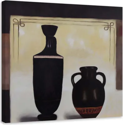 Produktbild von Leinwandbild zwei schwarze krüge 40x40 cm Feeby grau wandbild bereit zum aufhängen