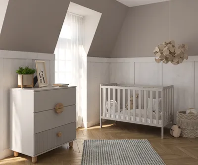 Produktbild von ZEEBRA, Kommode Wickeltisch, Kinderbett Bambi 120x60 mit Wickelaufsatz, Kaschmir