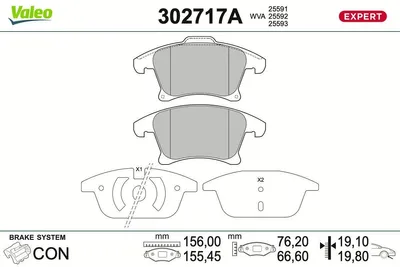 Produktbild von VALEO Bremsbeläge Satz Vorne für FORD Mondeo V Kombi (CF) 302717A