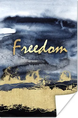 Produktbild von MuchoWow® Poster Angebot - Frei - Gold - Schwarz 80x120 cm - Papierdruck
