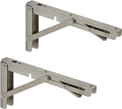 Produktbild von 1 Paar klappbare Wandkonsolen echt Edelstahl (250 x 121 mm) Regalkonsolen belastbar bis 150 kg von Sotech