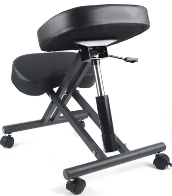 Immagine prodotto di Sedia ergonomica per le ginocchia - Sgabello per le ginocchia - Regolabile in altezza - Girevole - Imbottita - Struttura in metallo - Portata 100 kg - Supporto posturale - Nero