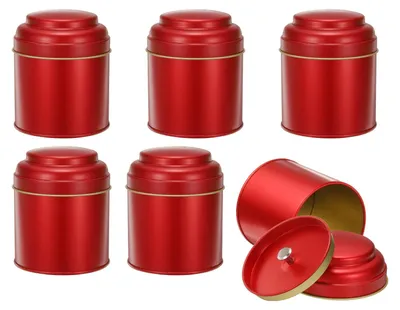 6 Teedosen, luftdicht, Doppeldeckel, Rot, 200 ml