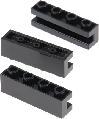 Produktbild von 3x Lego Bau Stein modifiziert 1x4x1 schwarz mit Nut Führungsschiene 265326 2653