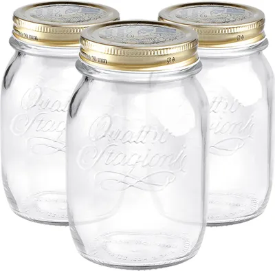 Produktbild von Bormioli Rocco Quattro Stagioni Glas Vorratsgläser - Traditionelle KÃ1/4che Lebensmittel Kanister mit Schraubverschluss Deckel - 500 ml - 3er Pack