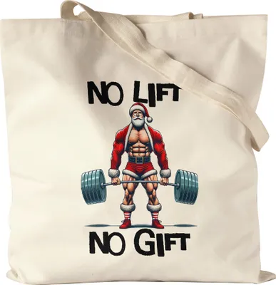 Produktbild von No Lift No Gift Jutebeutel Weihnachten Fitness Gym Muskelkraft Bodybuilding