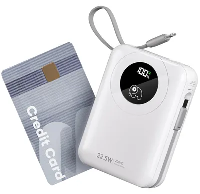 Obrázek produktu pro Powerbank s kapacitou 20 000 mAh a vestavěným kabelem: Externí baterie s rychlonabíjením 35 W